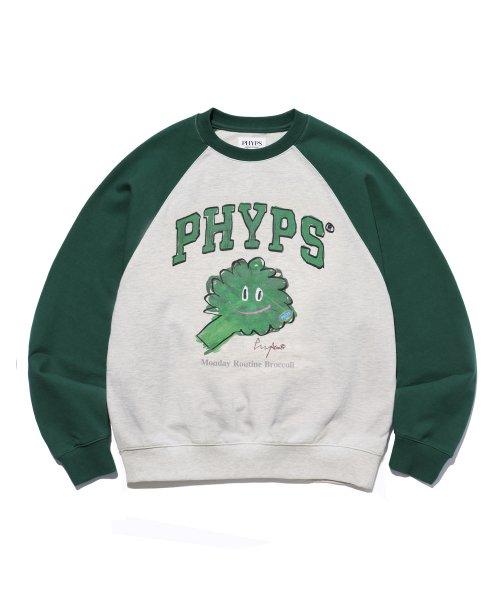 (23FW) (MONDAYROUTINE)BROCCOLI RAGLAN CREWNECK GREEN