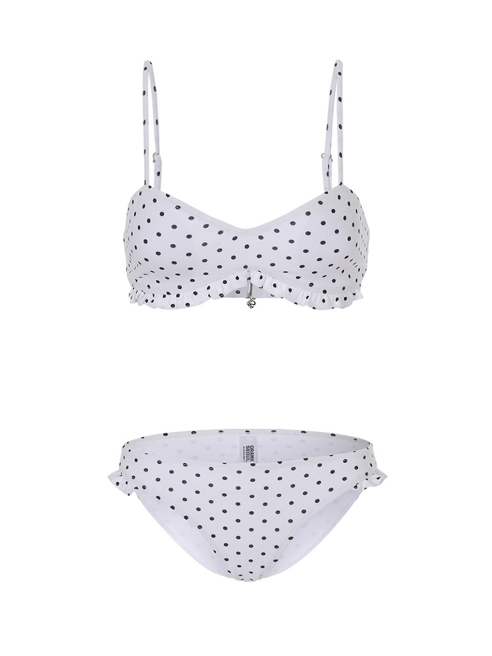DOT FRILL BIKINI SET_WHITE