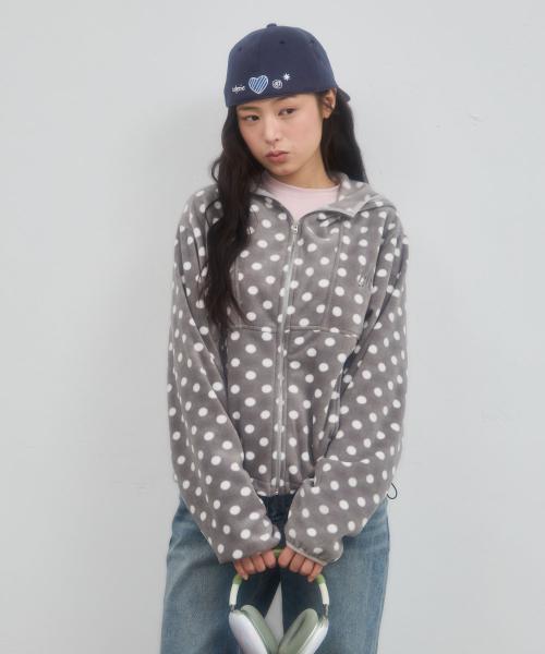 LINE FLEECE ZIP-UP_DOT GREY