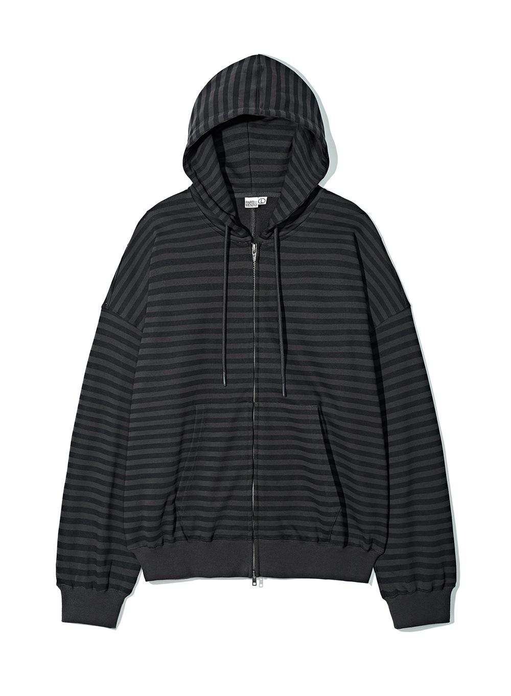Stripe Hood Zip-up_Charcoal