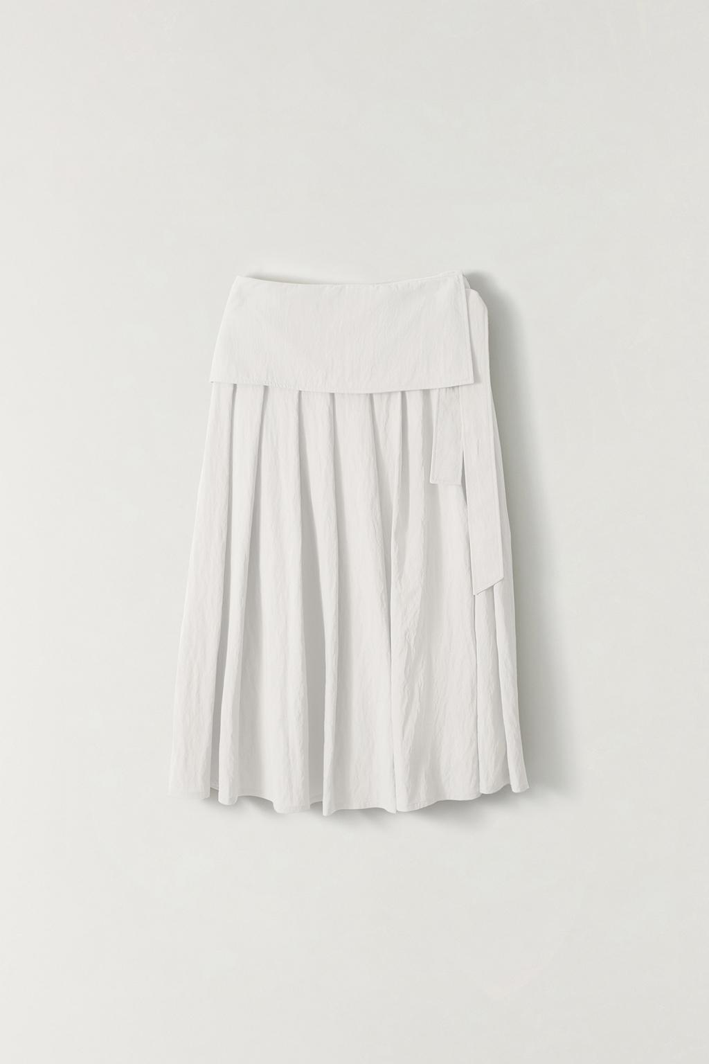 썸머 벨티드 드레이프 플리츠 스커트 WHITE