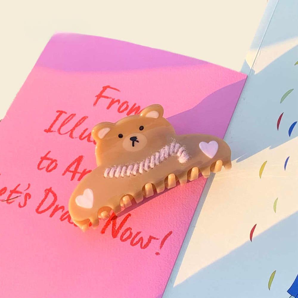 귀여운 곰돌이 헤어핀 올림머리 집게삔