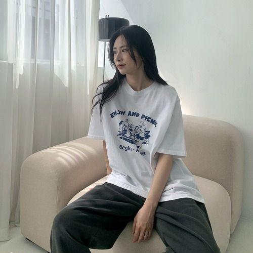 [메가세일] 피크닉 프린팅 반팔 티셔츠 -  3 color