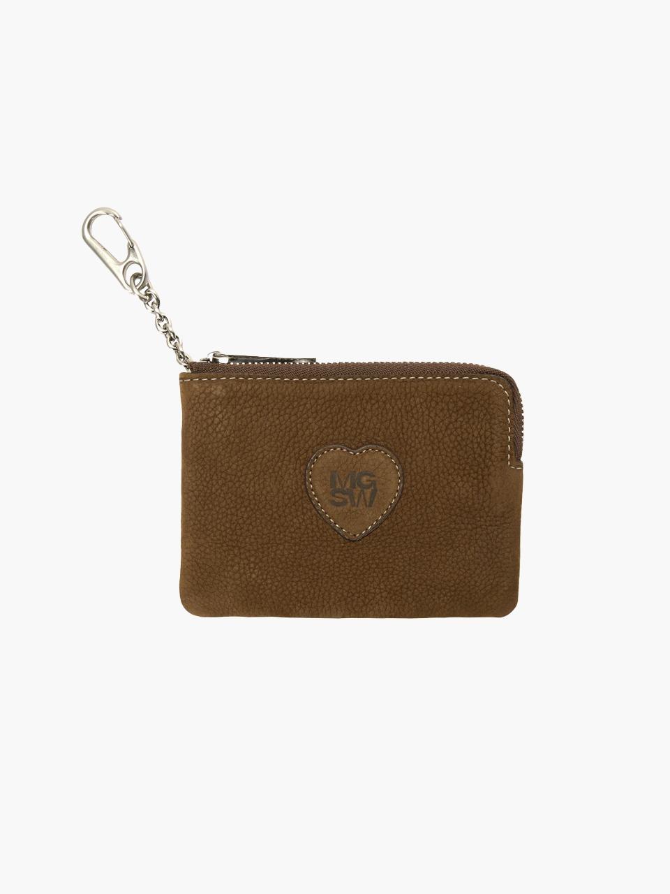 HEART ZIPPER WALLET_chestnut nubuck