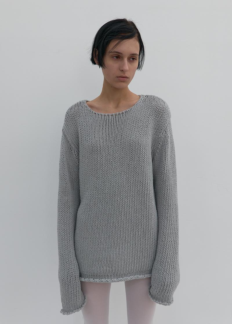 RELAXED COTTON SWEATER IN PALE SKY