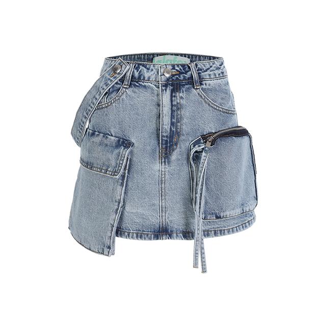 [재입고][셀럽착용] CARGO DENIM MINI SKIRT BLUE BQ2DS001