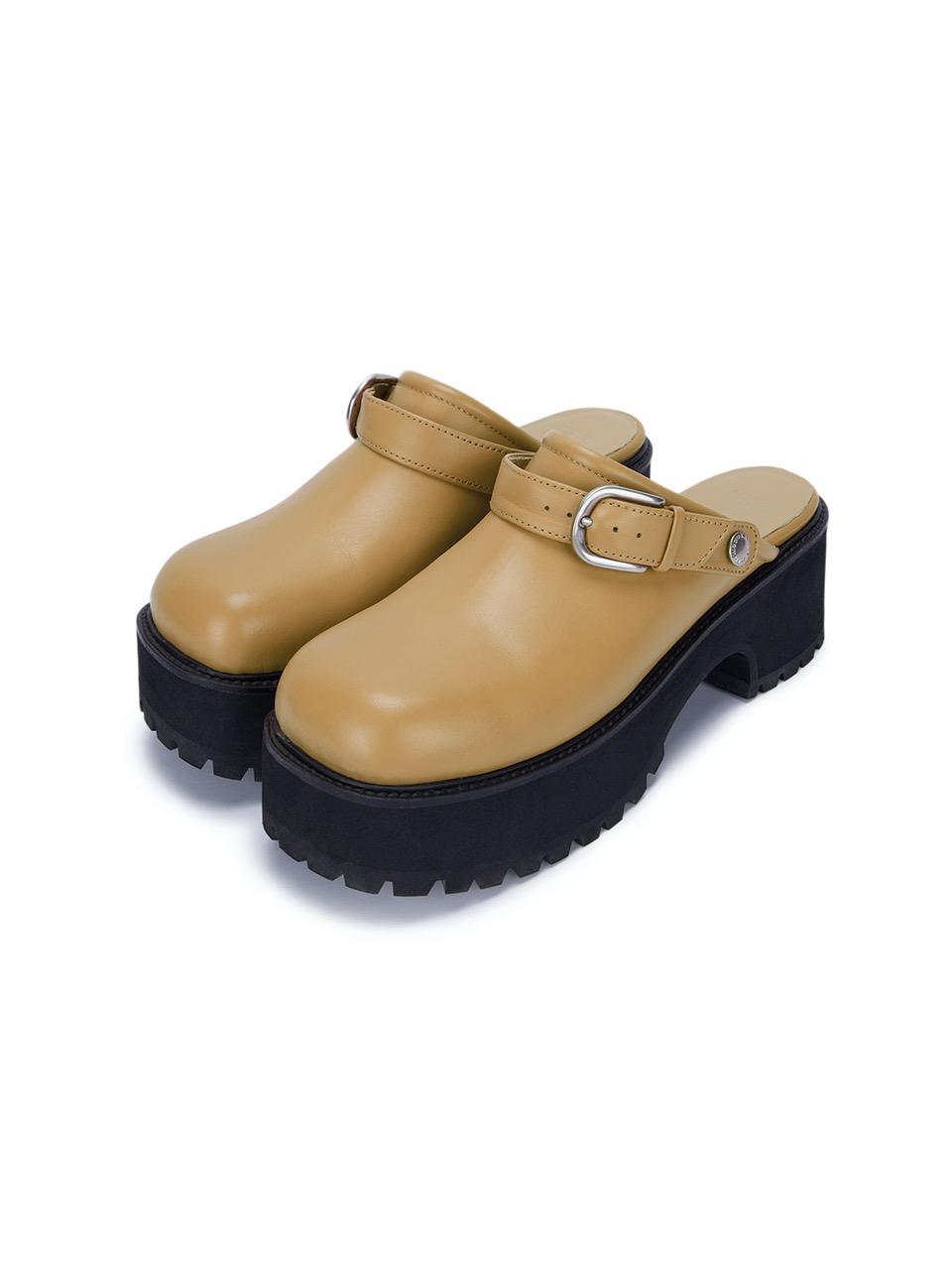 70's CLOGS_camel plain