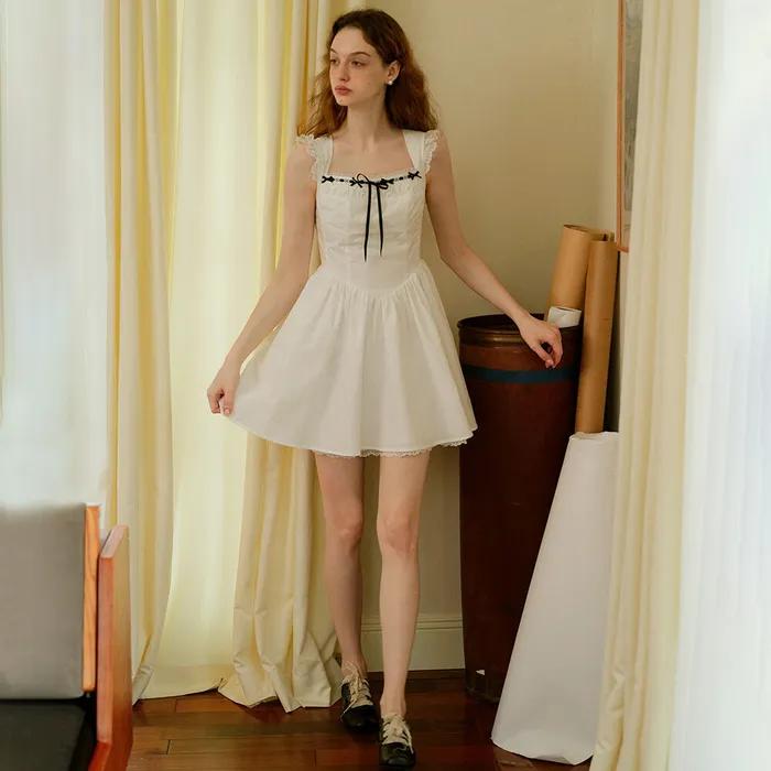 Cest_Lace ribbon sleeveless dress