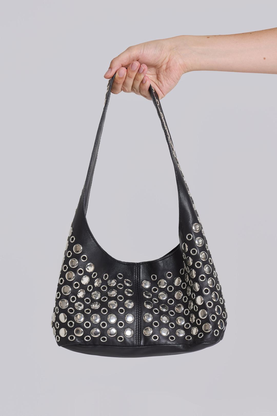 Osmium Studded Leather Bag in Black - ONE SIZE / Black