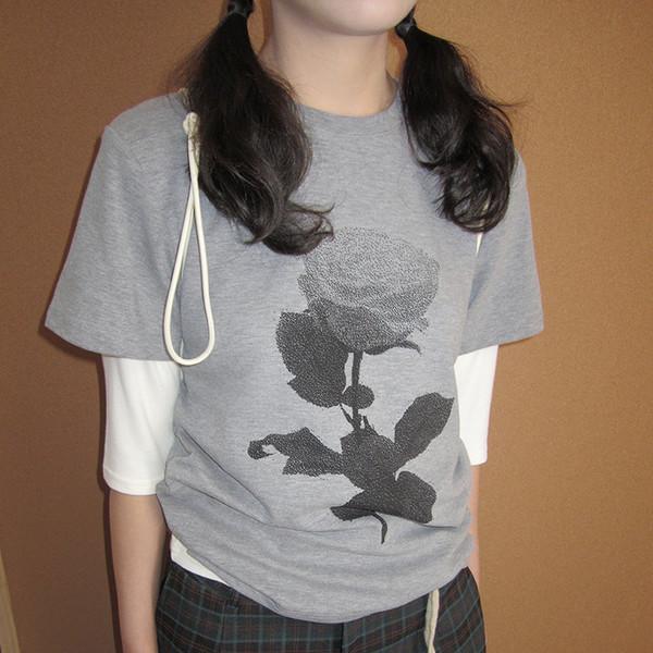 3MONTH gray printed short T-shirt