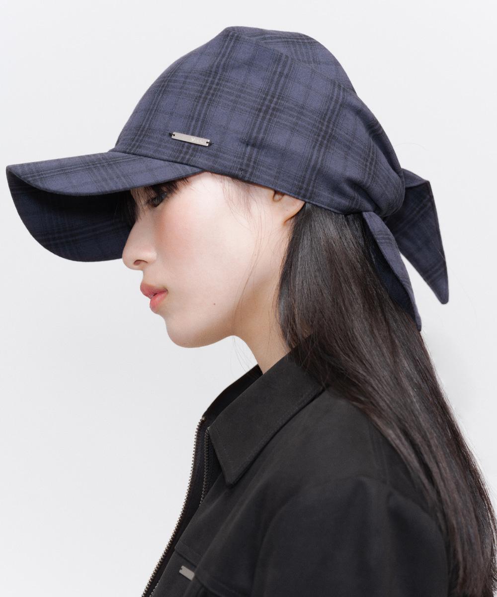 Tie-up scarf bandana cap CHECK