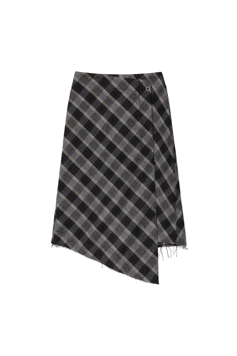 ASYMMETRIC WRAP SKIRT [GREY]