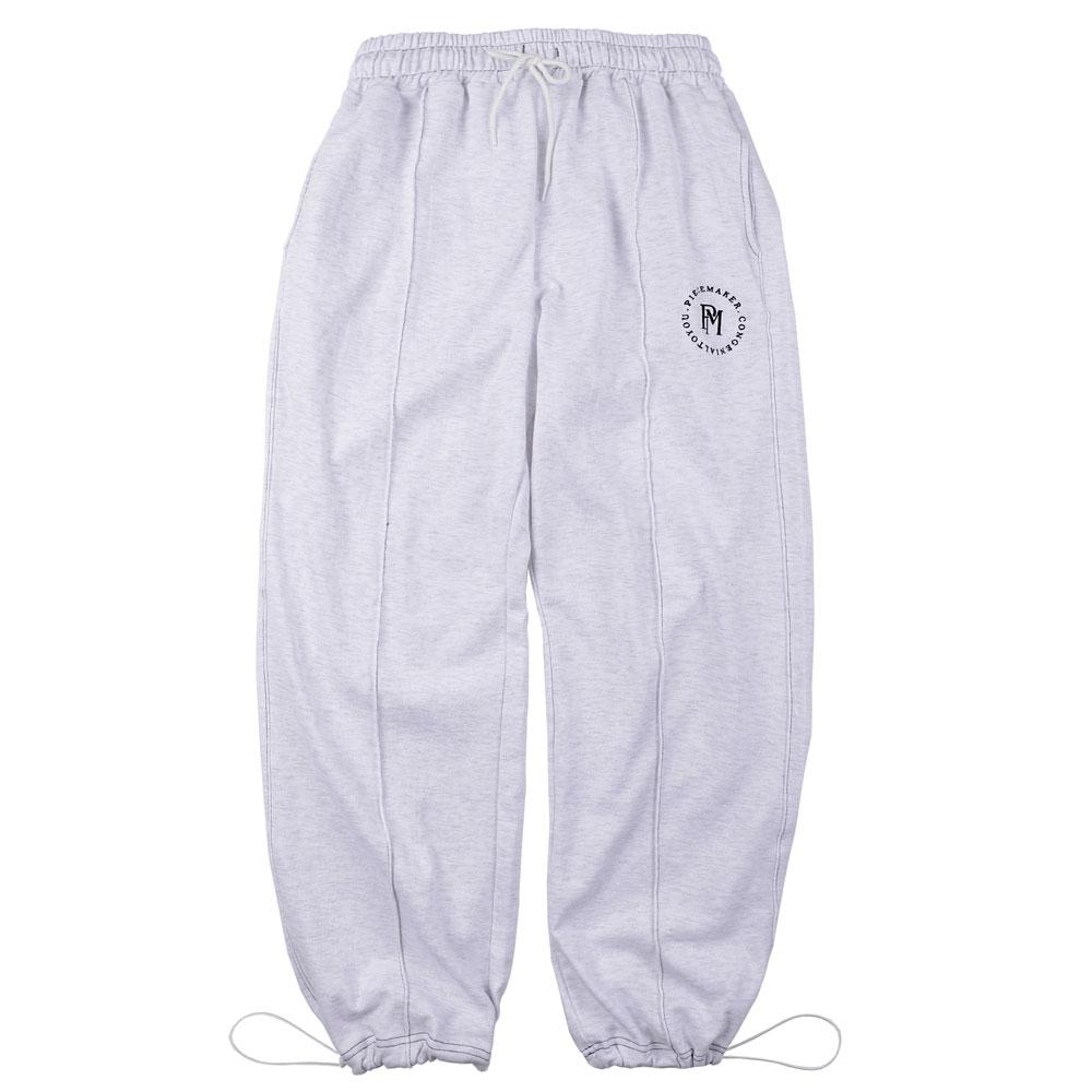 STITCH CIRCLE LOGO SWEAT PANTS (WHITE MELANGE)