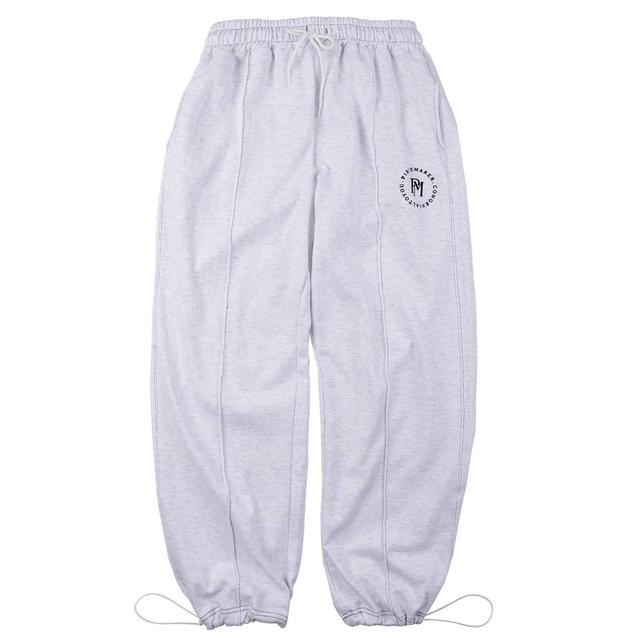 STITCH CIRCLE LOGO SWEAT PANTS (WHITE MELANGE)