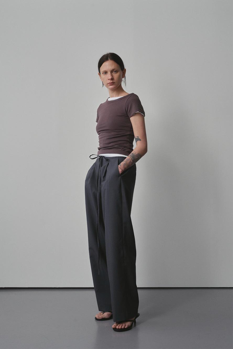 Asymmetrical Boatneck T-shirt in Mud