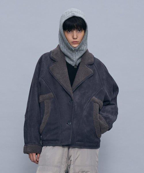 스웨이드 쉬얼링 코트_차콜 그레이