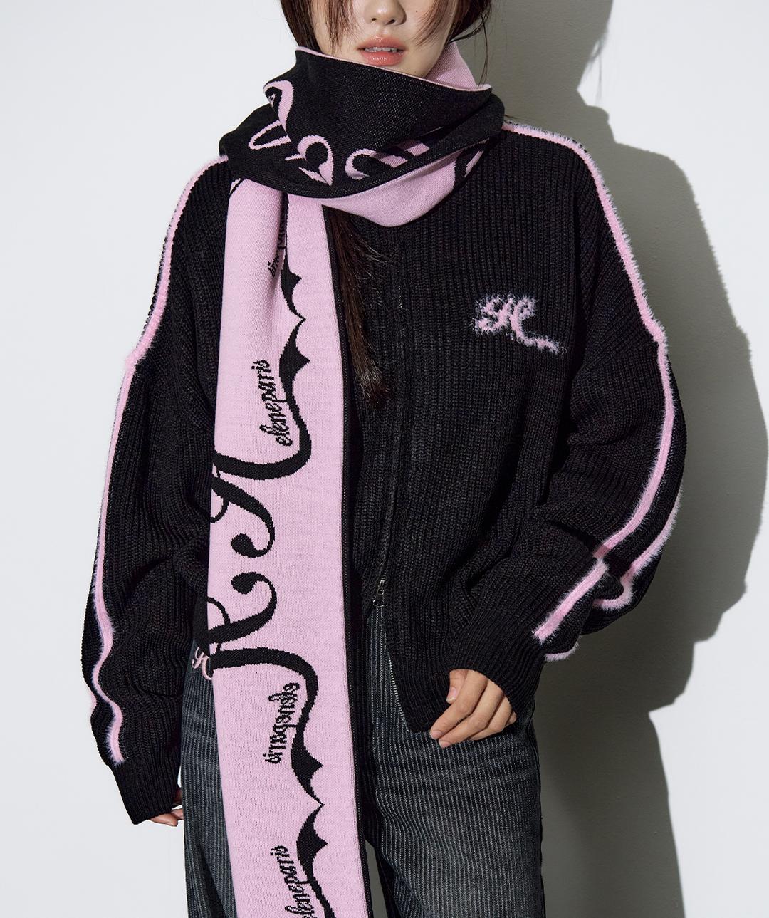 헬레네파리스 모노그램 자카드 머플러 [블랙-핑크]