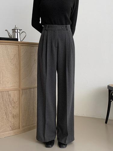 유라타임 [도톰기모🔥] 틸다 사이드버튼 하이웨스트 핀턱 와이드 슬랙스 (3기장,키작녀슬랙스)