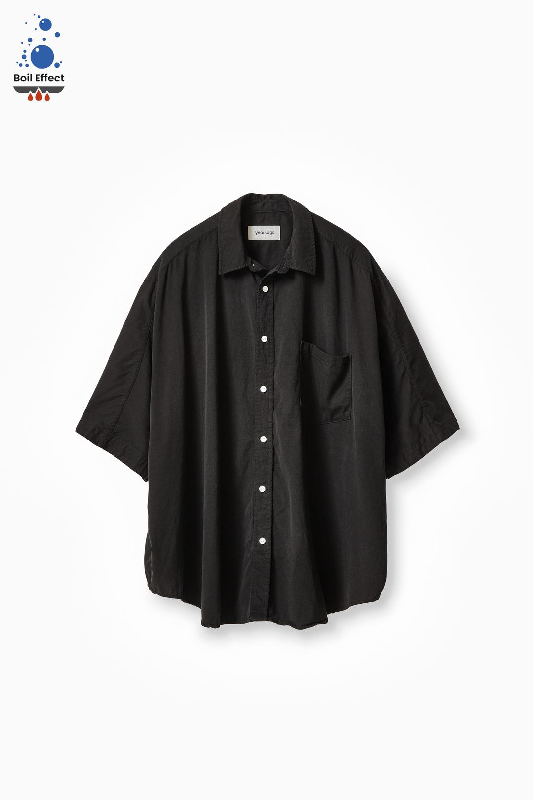 BLACK BOIL EFFECT TENCEL COTTON DRILL COVERABLE SHIRTS V.3 (ECP GARMENT PROCESS)