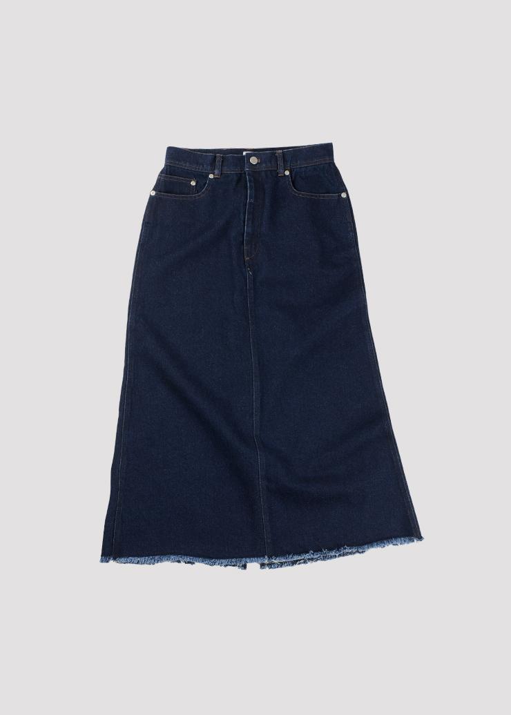 DENIM LONG SKIRT LOVE INDIGO