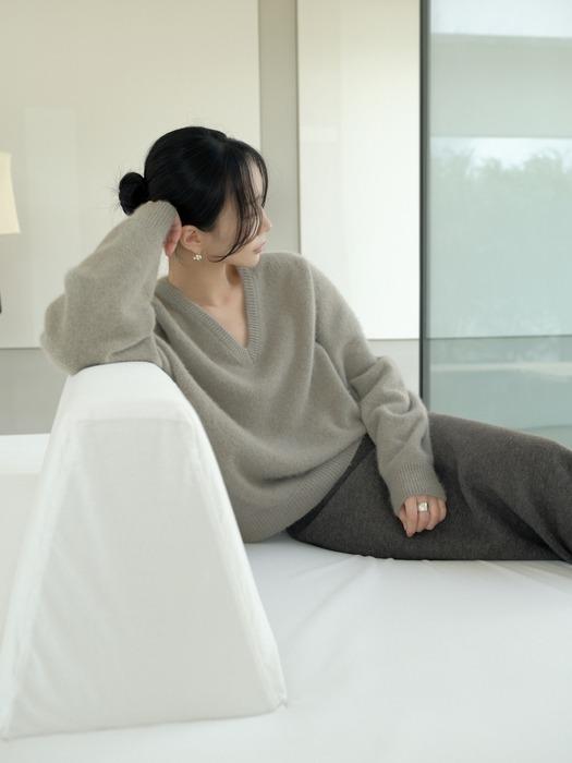 하딘 폭스50 홀가먼트 브이넥 니트[mute gray]