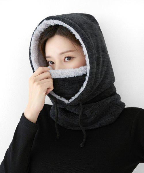 ZK 커플 공용 방한 후드 바라클라바 겨울 넥워머 _ 차콜멜란지