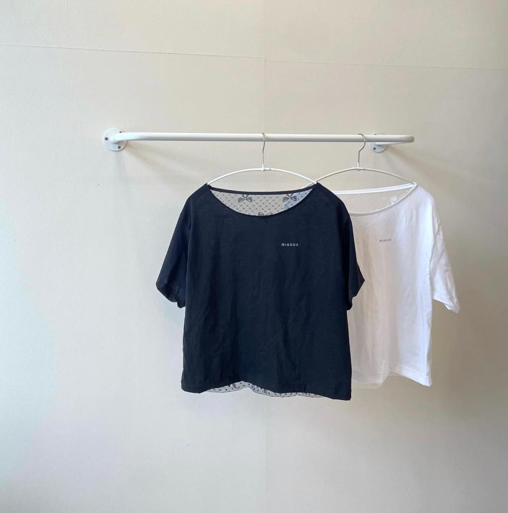 미뇽발레 리본 레이스 티셔츠