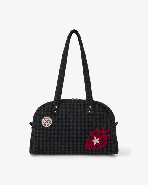 EMBROIDERY TOTE BAG [CHECK BLACK]