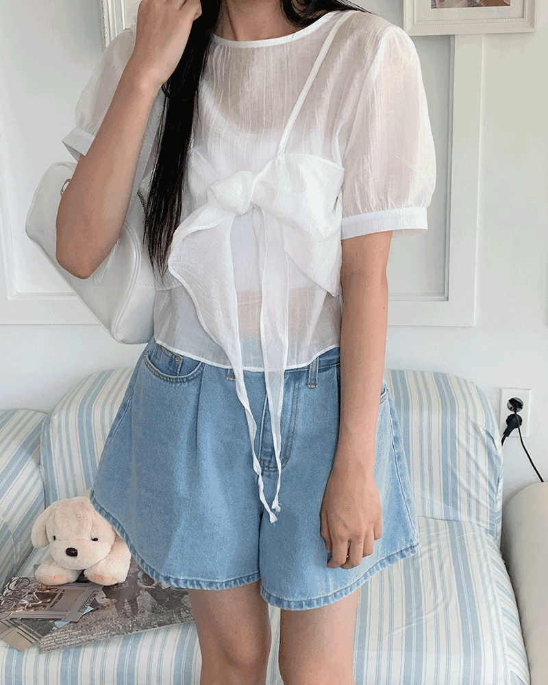 쉬폰 리본 뷔스티에 레이어드 세트(4color)