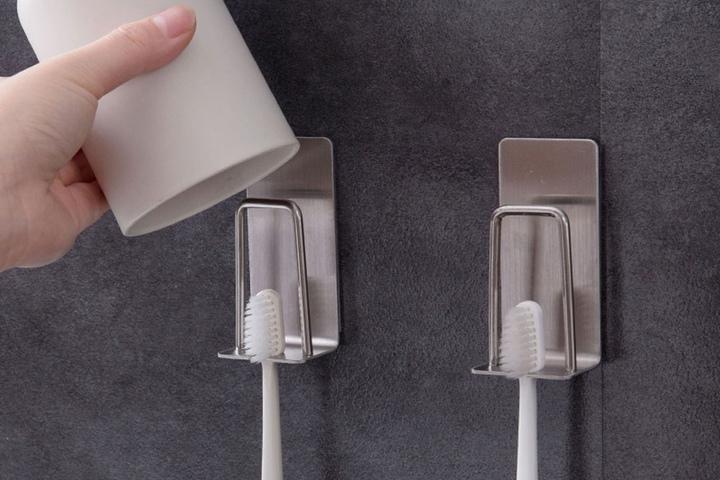 스테인리스 양치컵 칫솔걸이 홀더 2개세트