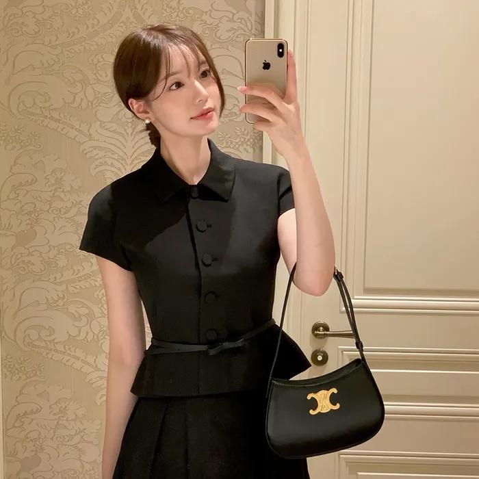 [10차 리오더] Cap-sleeve Jacket(벨트 제공)/ Black(2color)