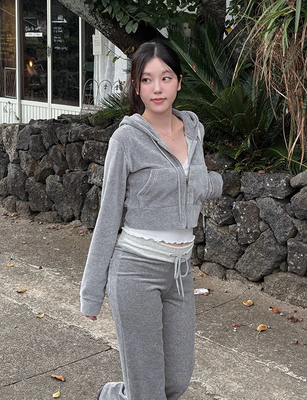 벨로아 벨벳 후드 집업