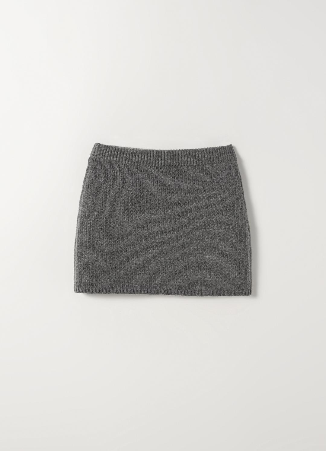 Merino Wool Mini Skirt(Grey)