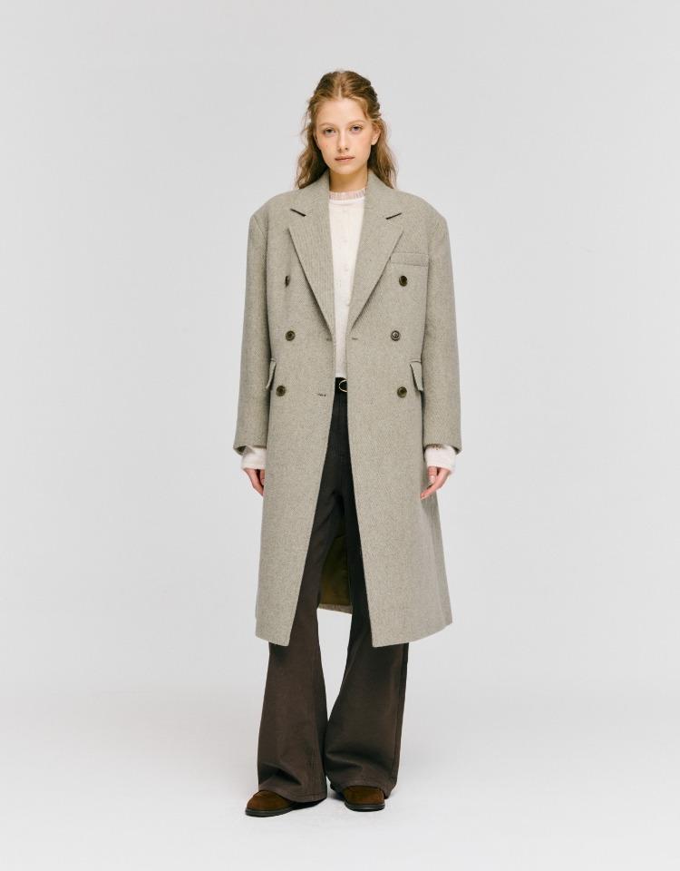 double button wool coat - beige