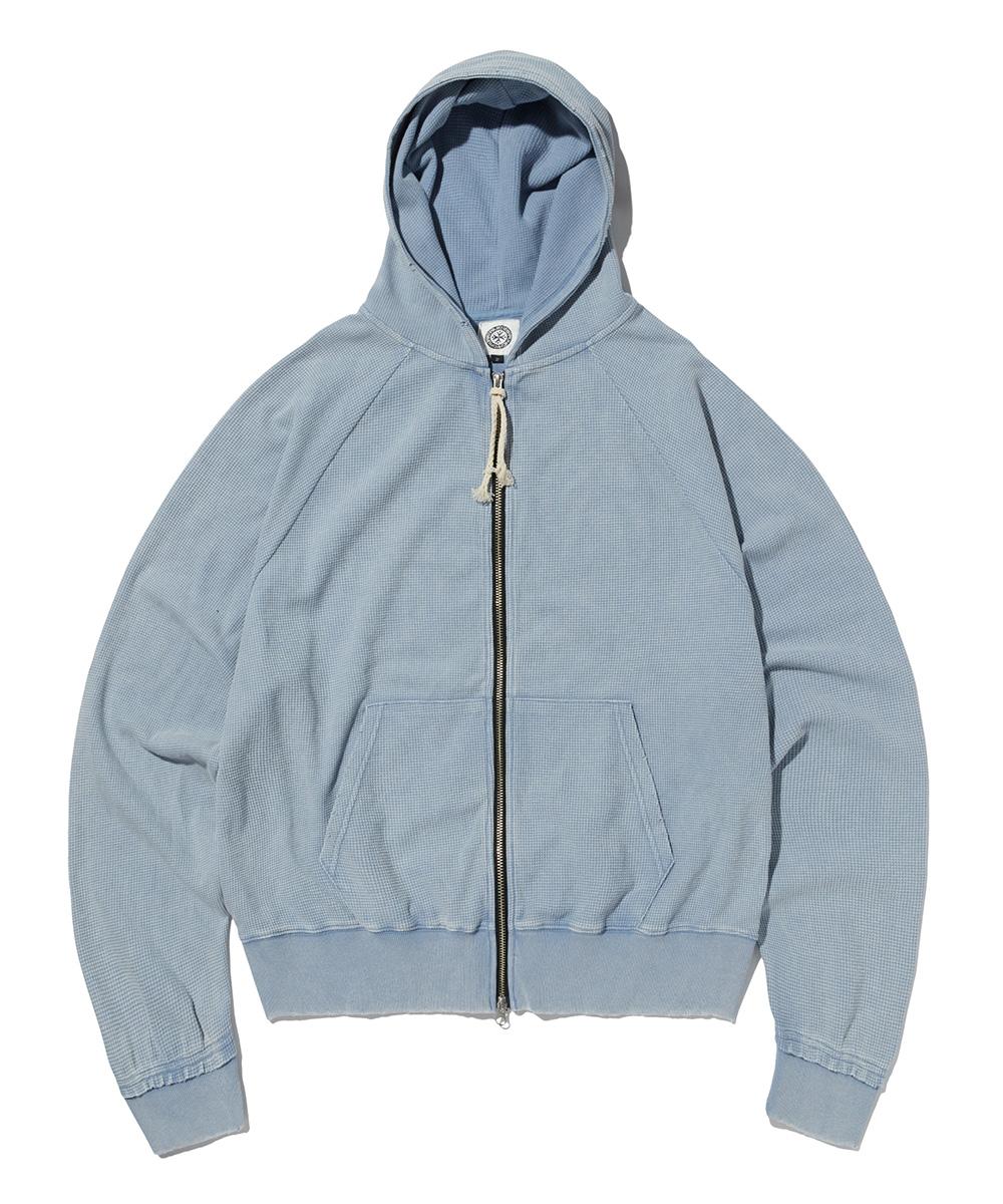 PCDP Washed Waffle Zip-up Hoodie (WASHED BLUE)