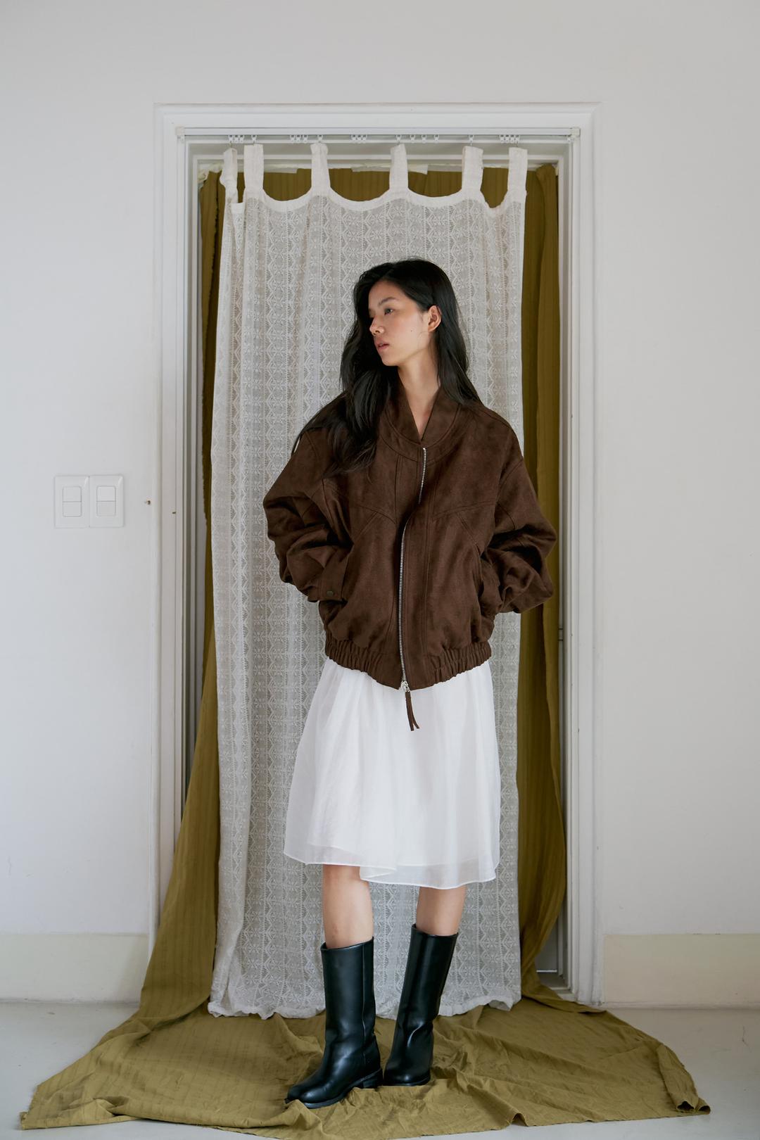 faux suede blouson_brown