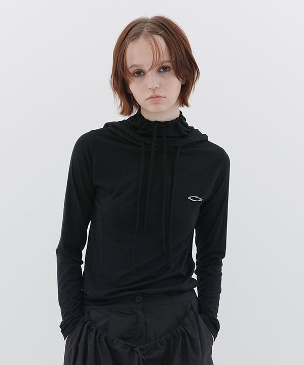 NOI1203 high neck span hoodie (black)