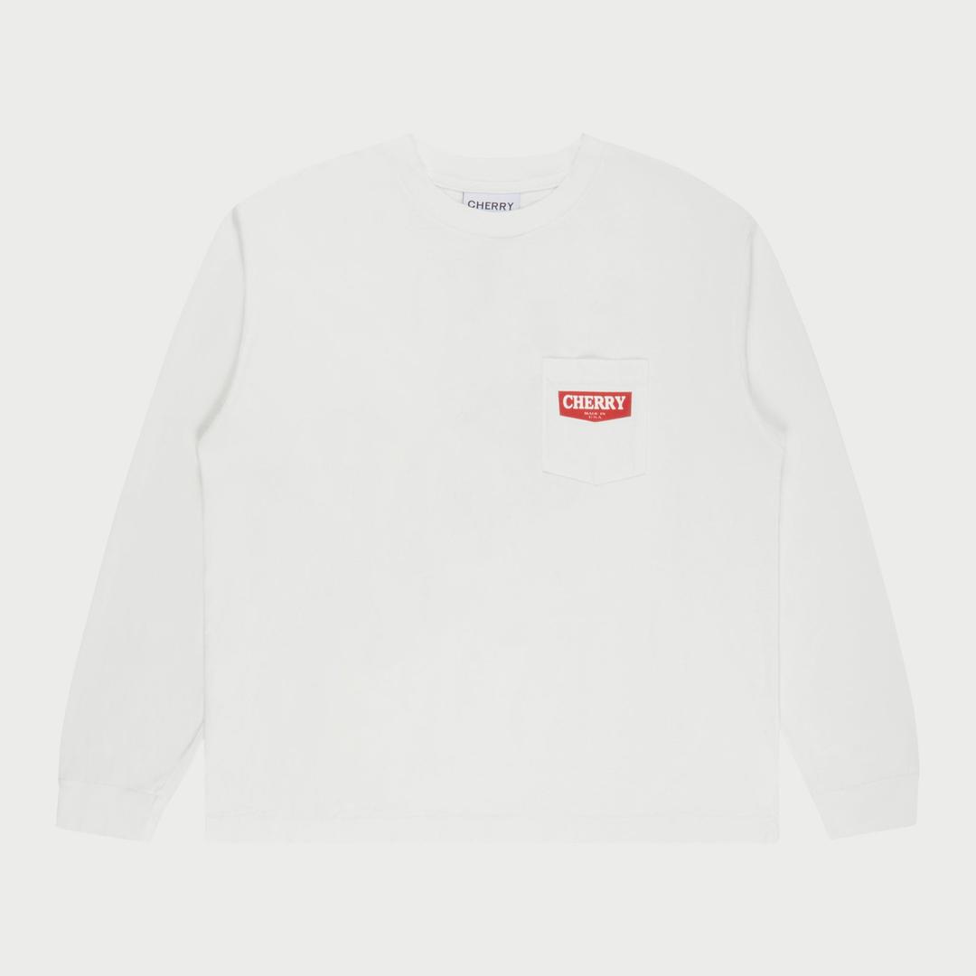 Ride It, Rev It Pocket L/S T-Shirt (White) - S