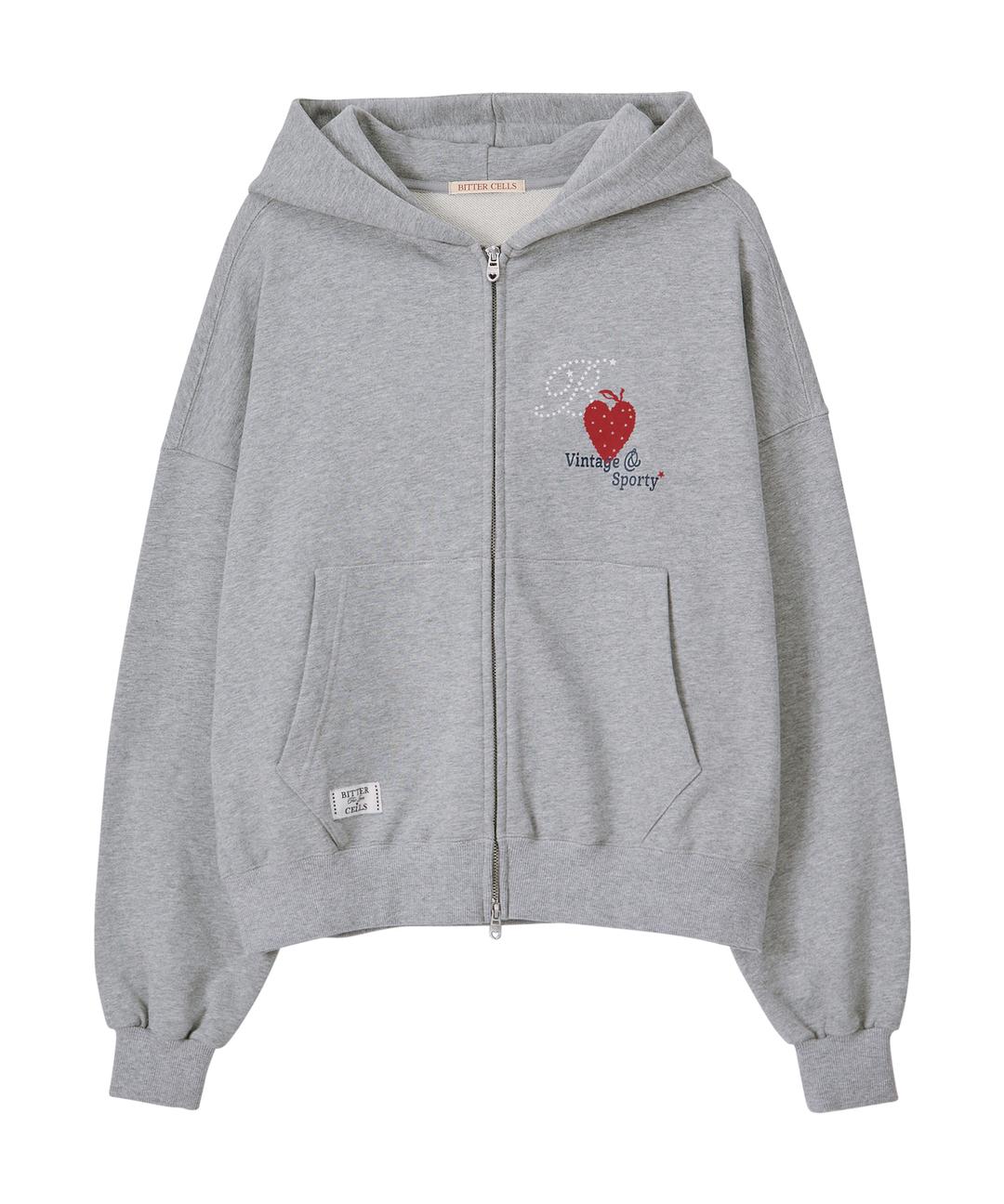 Star Sporty Hood Zip Up-Grey