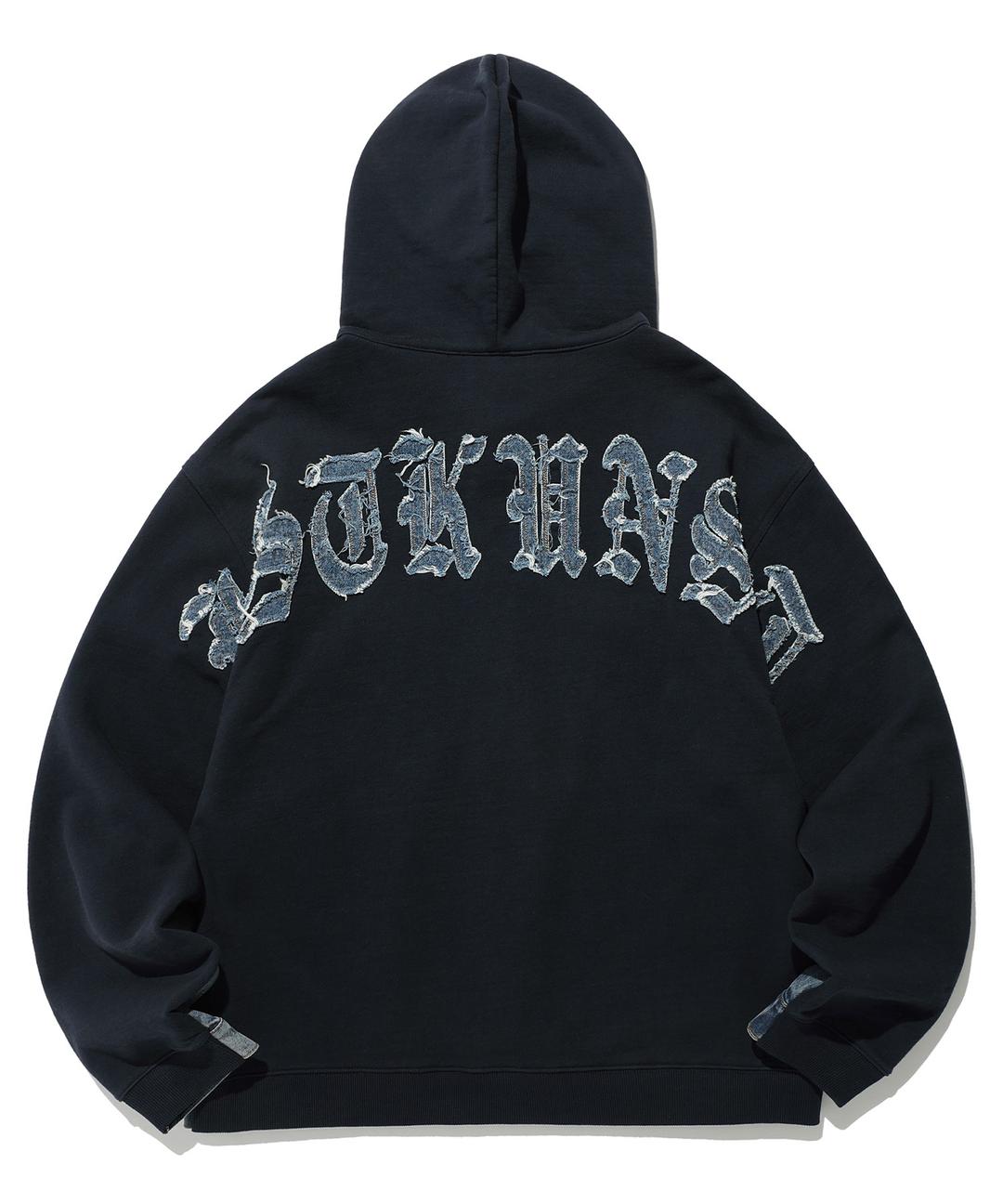 DENIM MIX SWEAT HOODED JACKET[BLUE]