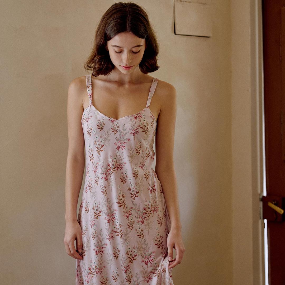 샤무즈 쉬폰 꽃나염 속가운(WGN2468B)