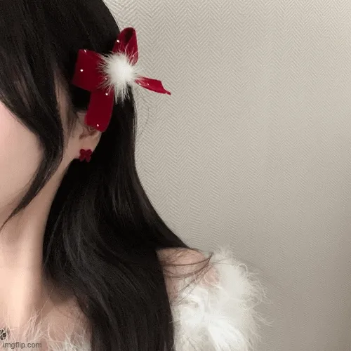 ۶ৎ°◌̊연말 주인공!!/크리스마스°◌̊﻿۶ৎ  벨벳 큐빅 리본 밍크 폼 헤어핀 집게핀