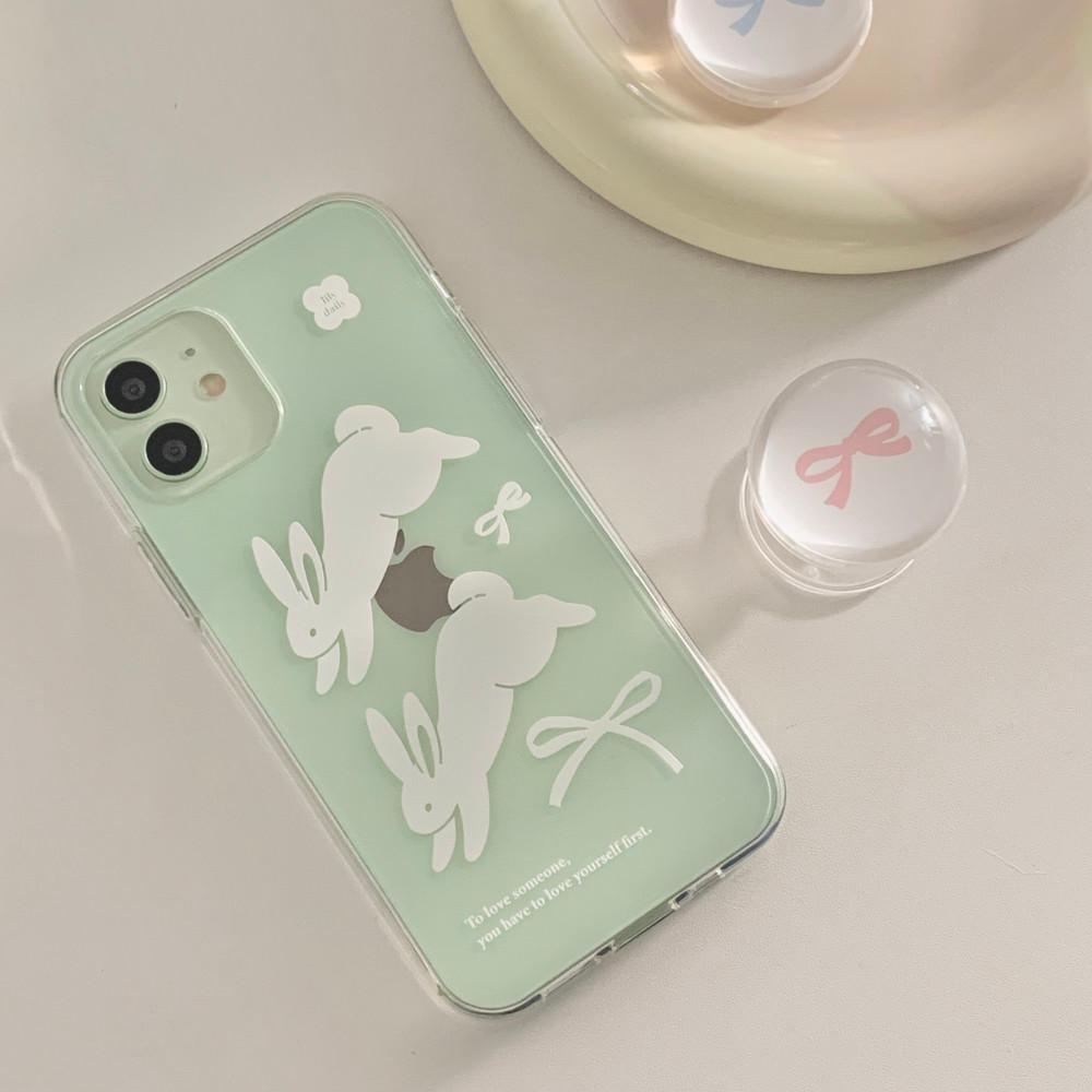 Vintage rabbit | 투명 폰케이스 - White (젤리,젤하드,범퍼 젤하드)
