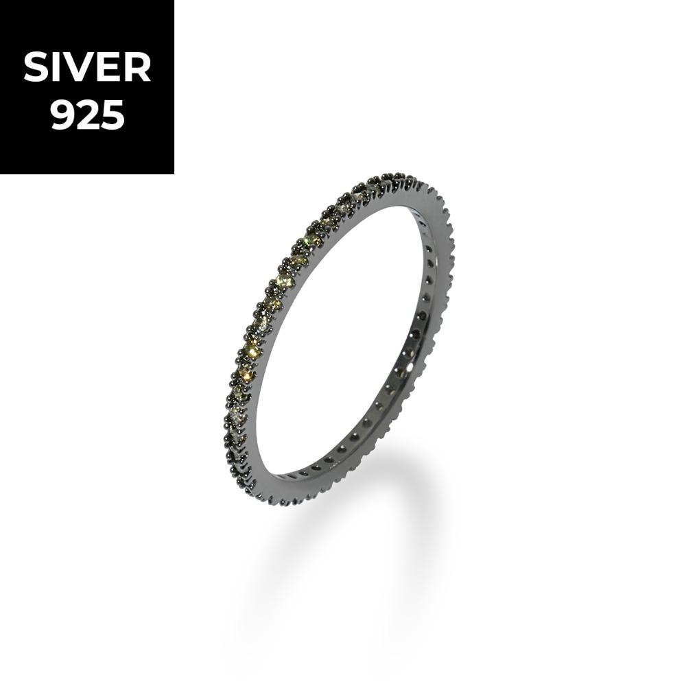 [S925] 1MM 옐로우 테니스 반지 (흑실버)