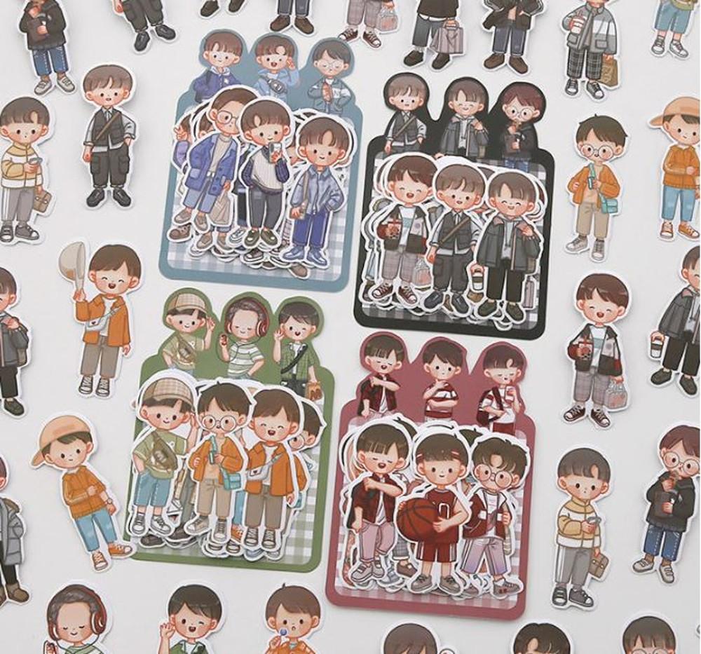 사계절 소년 소녀 캐릭터 다이어리 다꾸 스티커