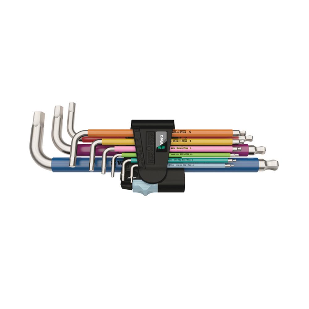 Wera 베라 3950SPKL/9 스테인레스 멀티 컬러 헥스(1.5~10MM) 05022669 3950/9 Hex-Plus Multicolour Stainless(022669)