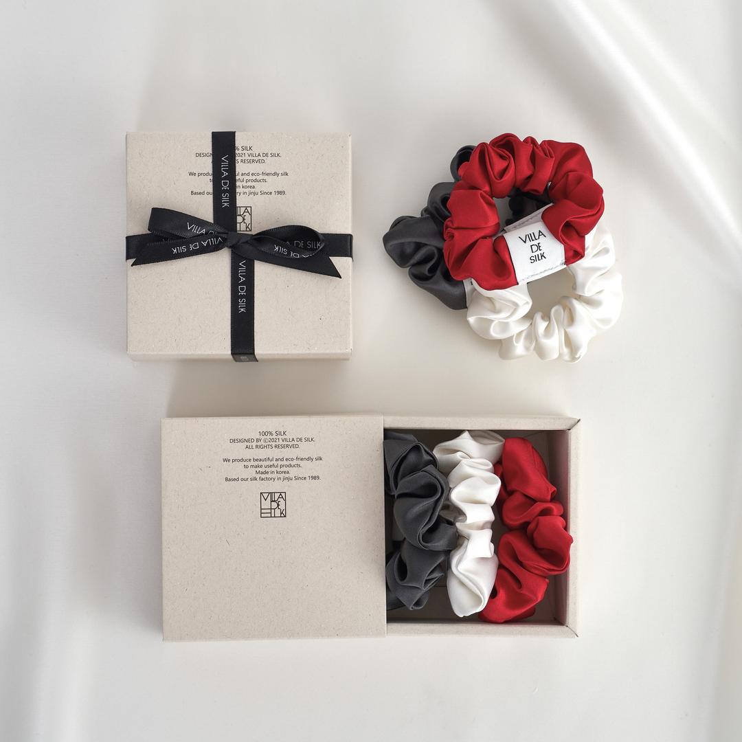 Baby scrunchie 3set (Off-white/Cherry red/Charcoal)
