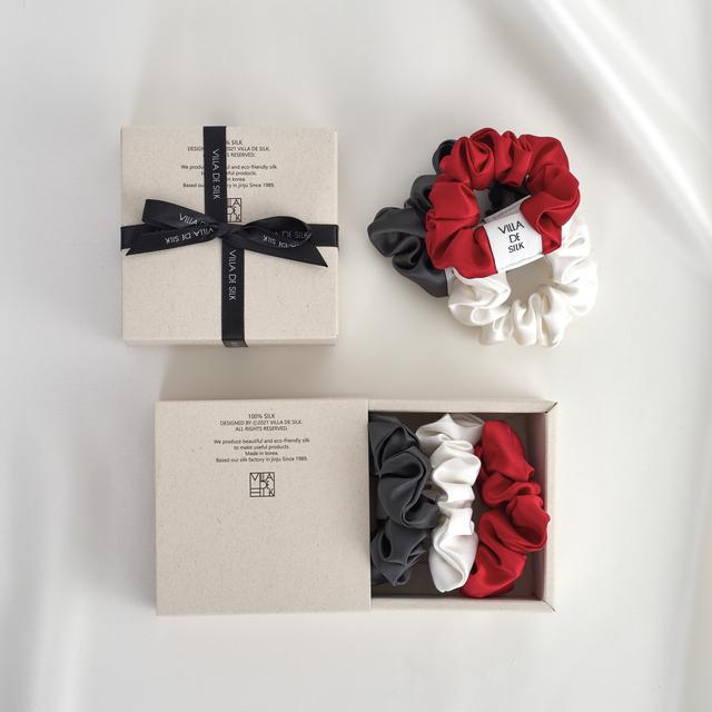 Baby scrunchie 3set (Off-white/Cherry red/Charcoal)