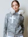 GT FUR UNBALANCE HOOD ZIP UP(GRAY)