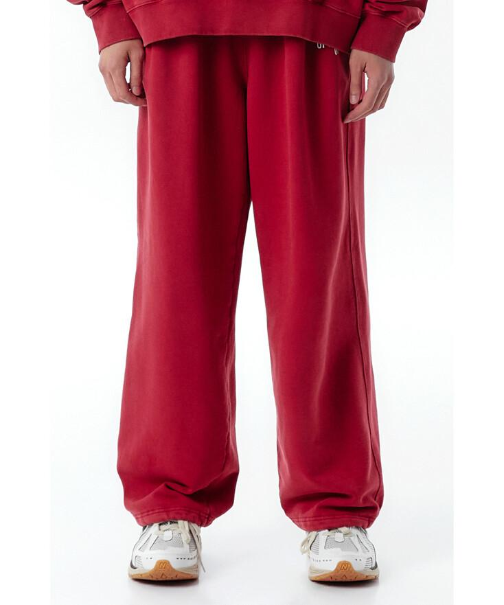 VINTAGE WASHED SWEAT PANTS-DEEP RED